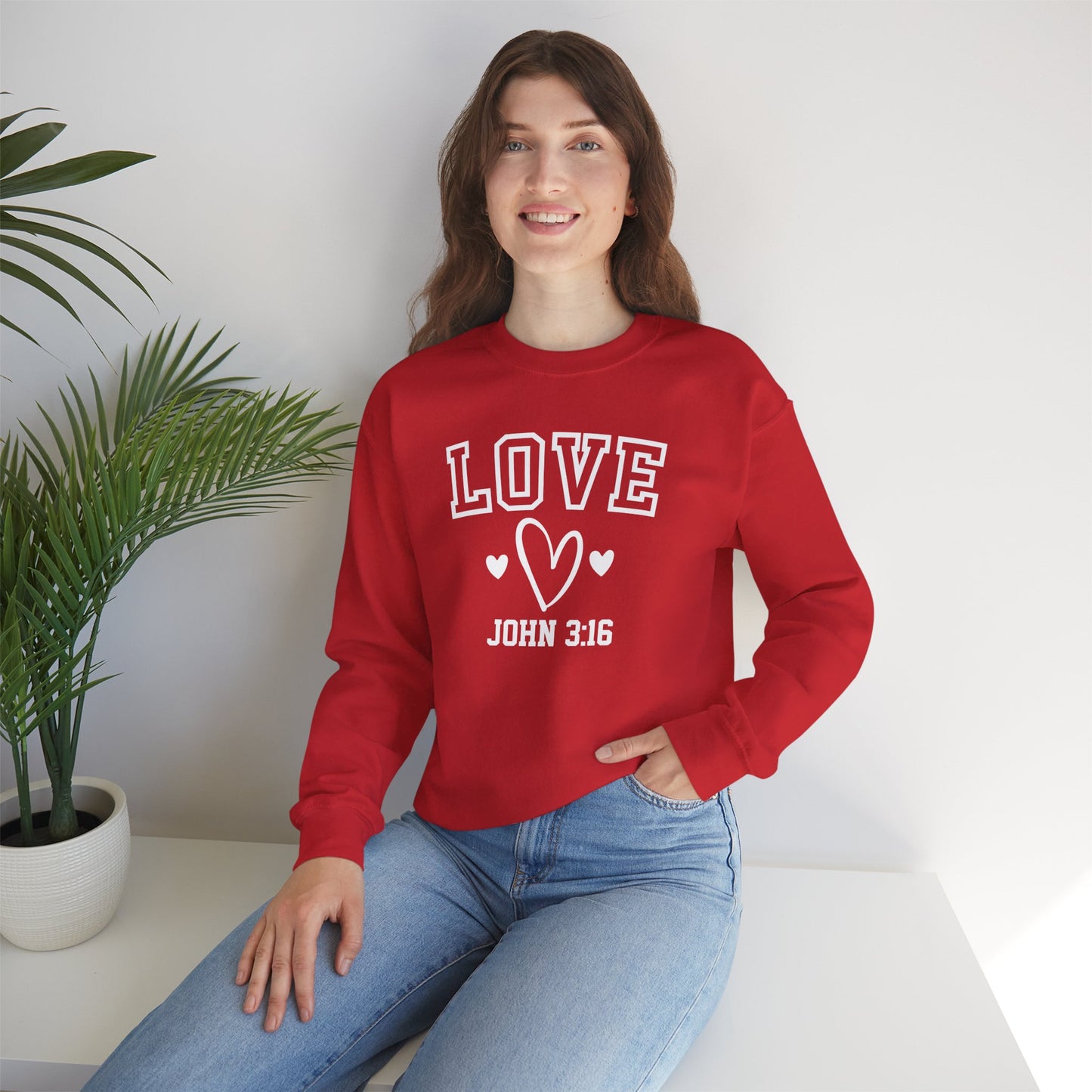 “John 3:16 Love”  RED Sweatshirt